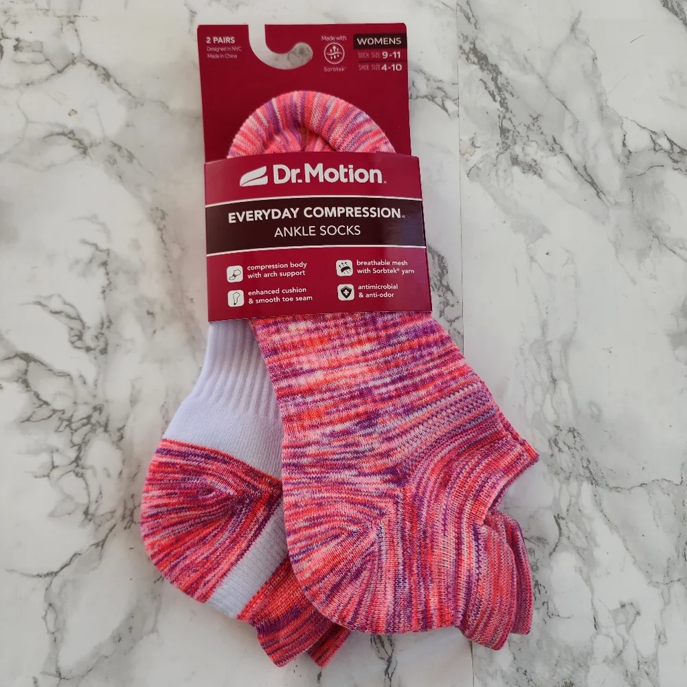 Dr. Motion Ankle Socks 6 Pairs Compression Socks Size Socks 9–11 Shoe 4-10